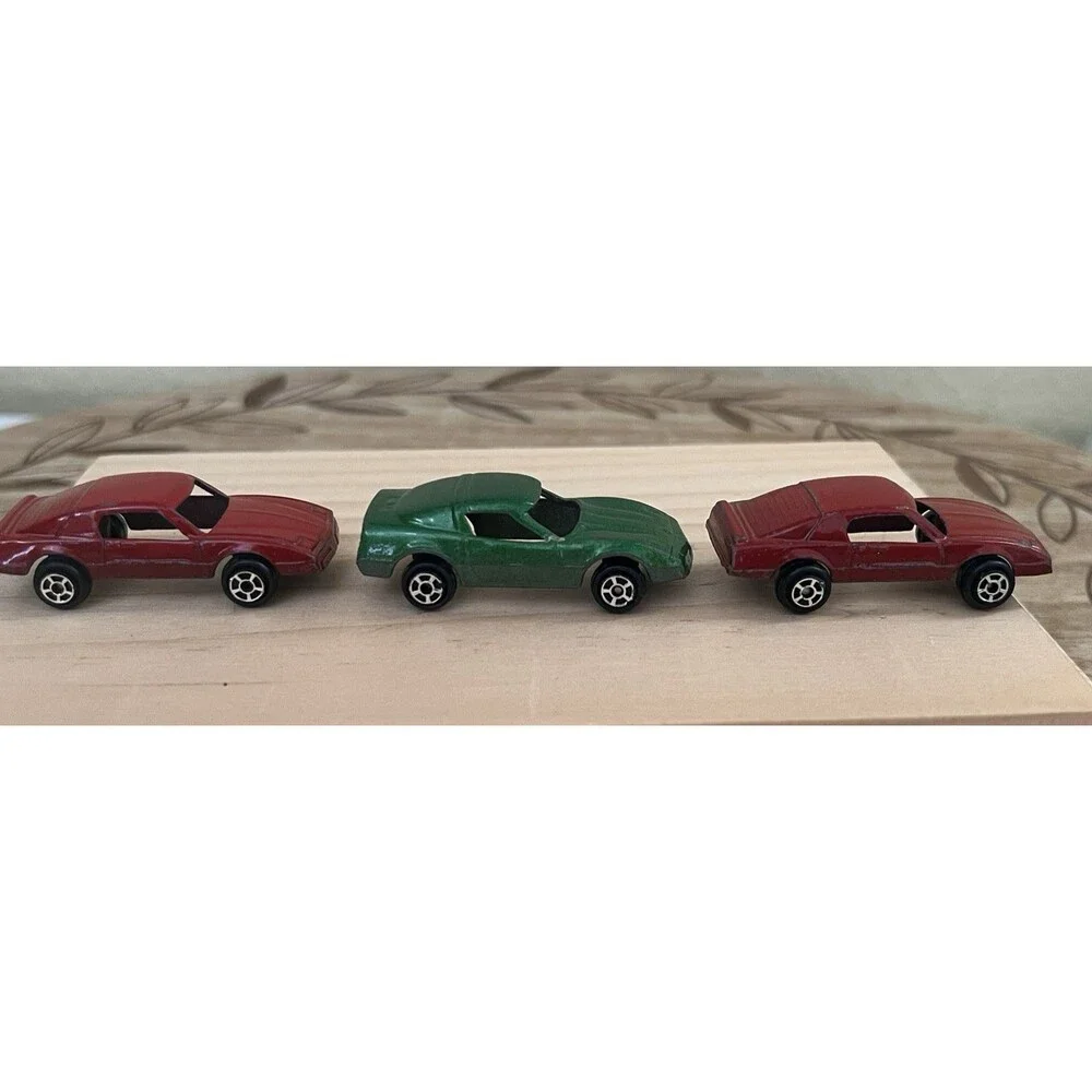 Tootsie Lot of 3 Firebird Metal Toy Cars 2 Red 1 Green Vintage Made In USA